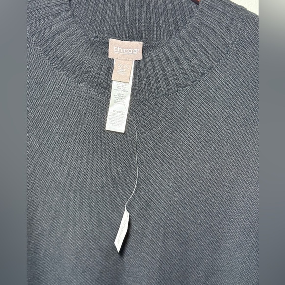 Chico’s Black Knit Faux Fur Trim Poncho – Size S/M (NWT) - Picture 7 of 9